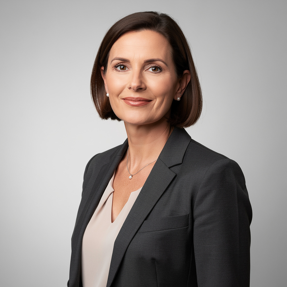 Studio portrait of a Belgian businesswoman in her 40s